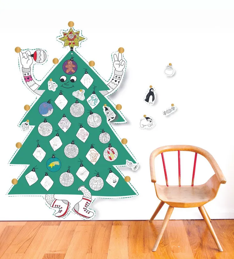 Poster XL Arbol de Navidad colorea y decora 100x70 · OMY