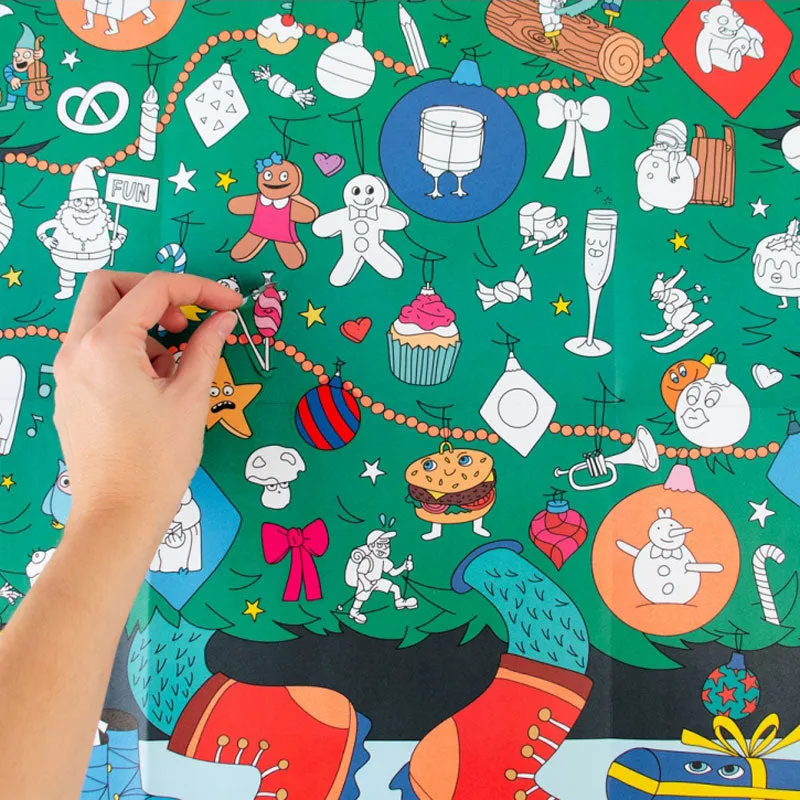 Poster XL Arbol de Navidad colorea y decora 100x70 · OMY