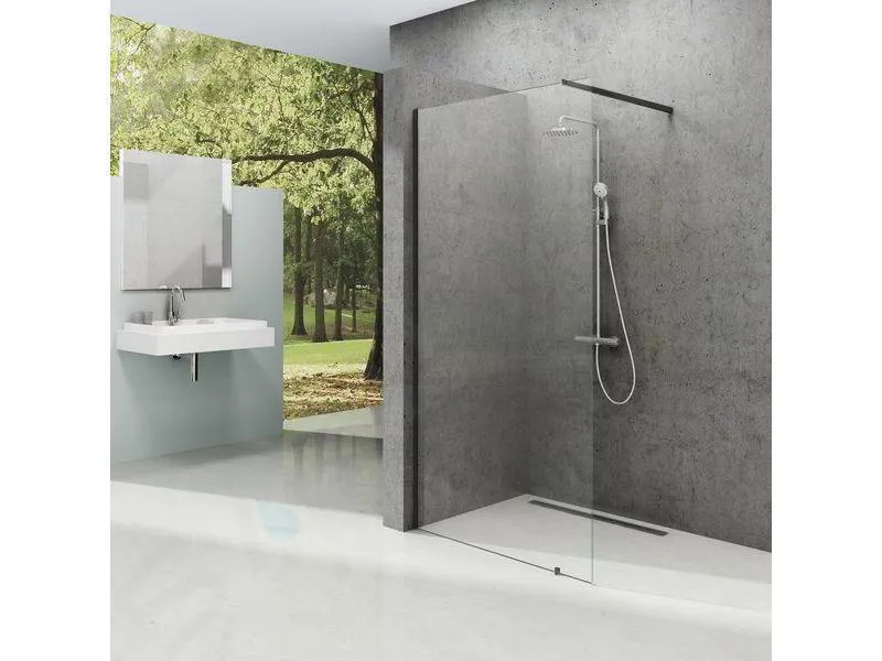 RAVAK WALKIN  MAMPARA DE DUCHA WALKIN WALL 100, 100X200 CM, NEGRO/CRISTAL TRANSPARENTE GW9WA0300Z1
