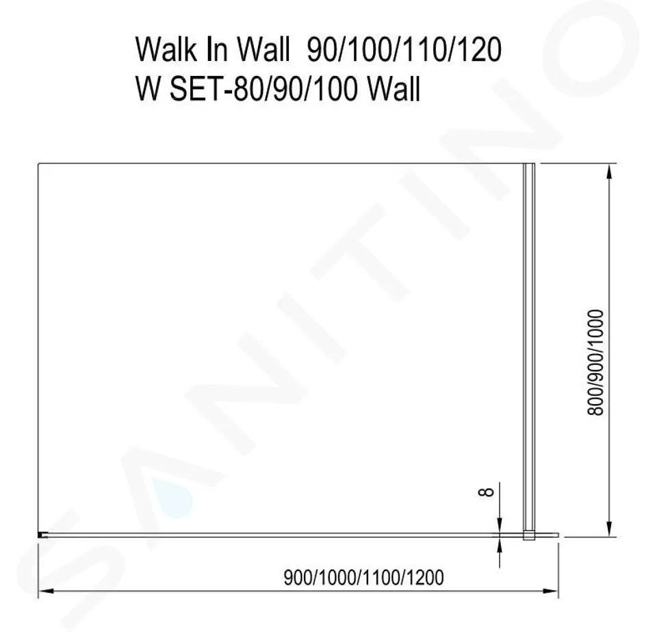 RAVAK WALKIN  MAMPARA DE DUCHA WALKIN WALL 100, 100X200 CM, NEGRO/CRISTAL TRANSPARENTE GW9WA0300Z1