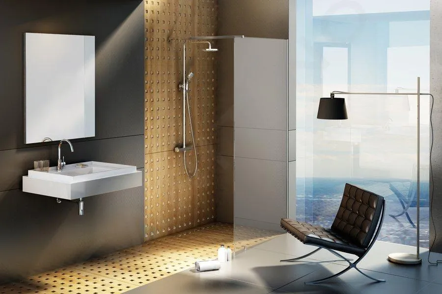 RAVAK WALKIN  MAMPARA DE DUCHA WALKIN WALL 100, 100X200 CM, NEGRO/CRISTAL TRANSPARENTE GW9WA0300Z1