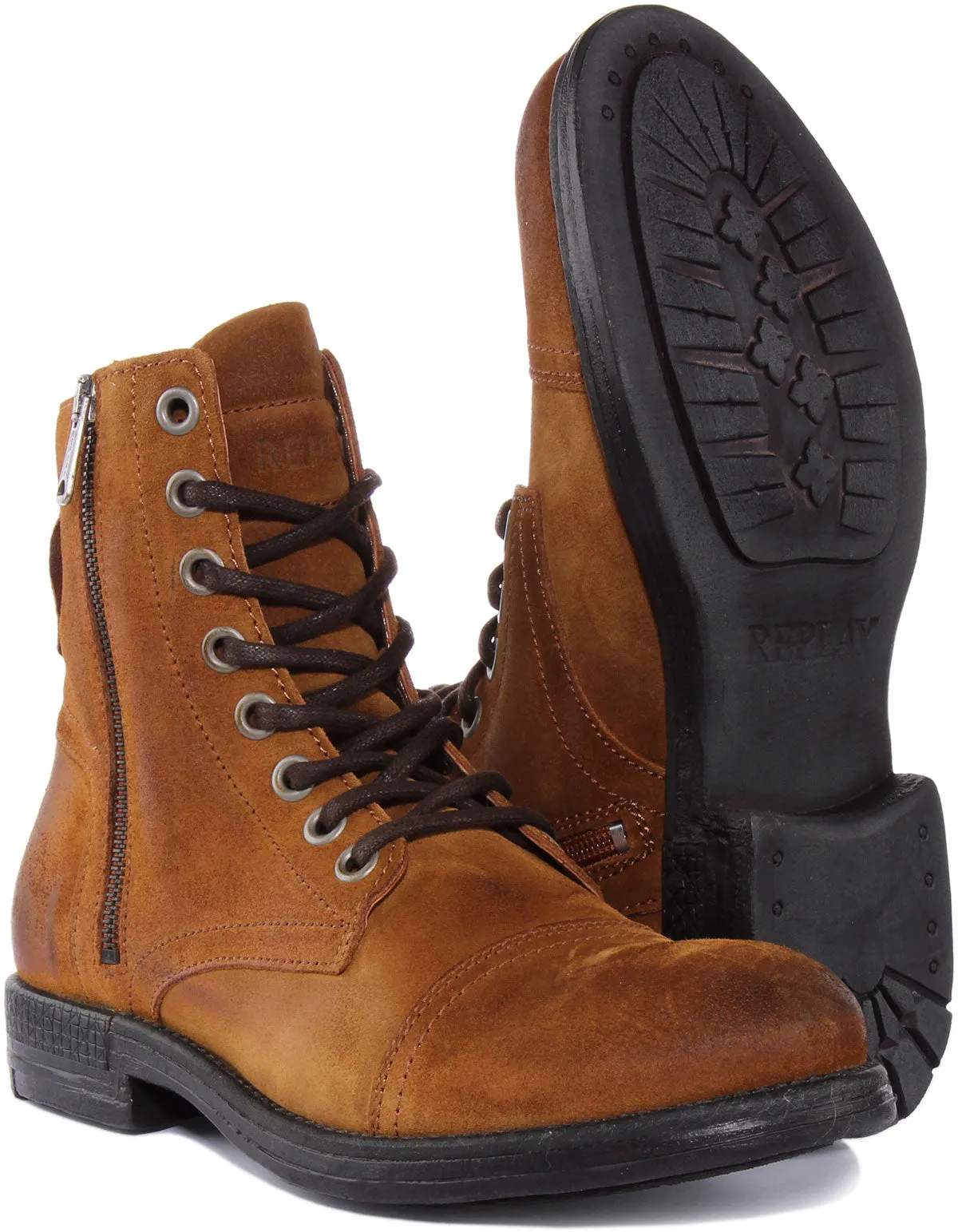 Replay Pack Suede Botín de piel de ante con cordones para hombre en bronceado