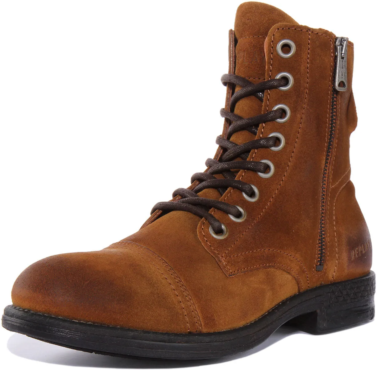Replay Pack Suede Botín de piel de ante con cordones para hombre en bronceado