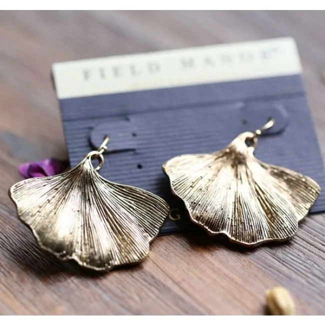 Retro Ginkgo Leaf Art Ear Drops
