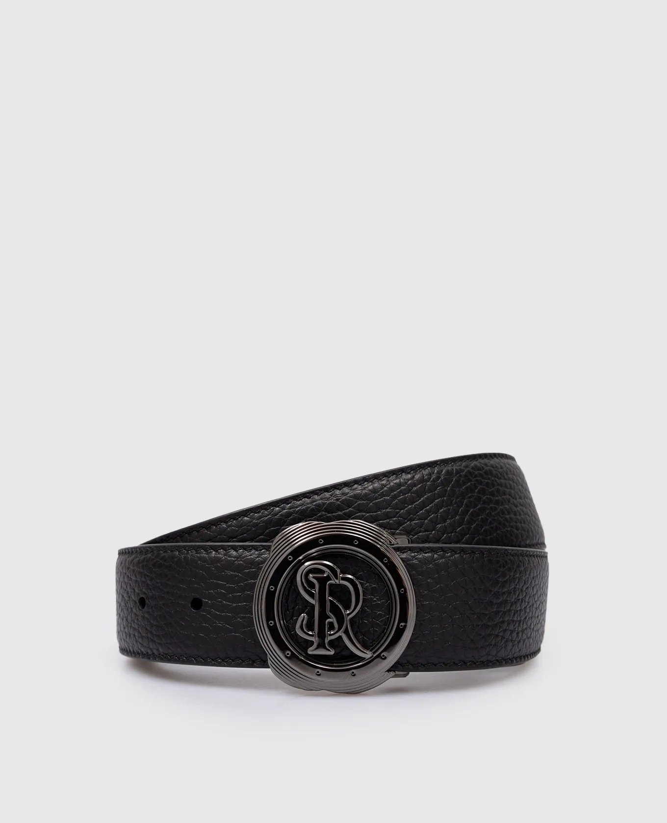 Stefano Ricci Black leather belt with monogram