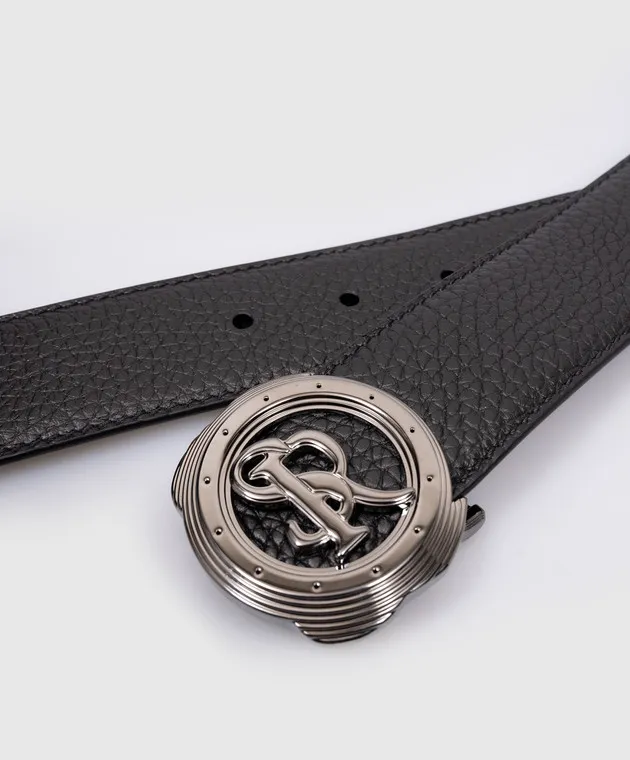 Stefano Ricci Black leather belt with monogram