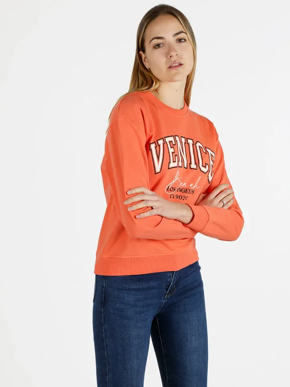 The People Rep Sudadera deportiva de mujer con cuello redondo y escritura