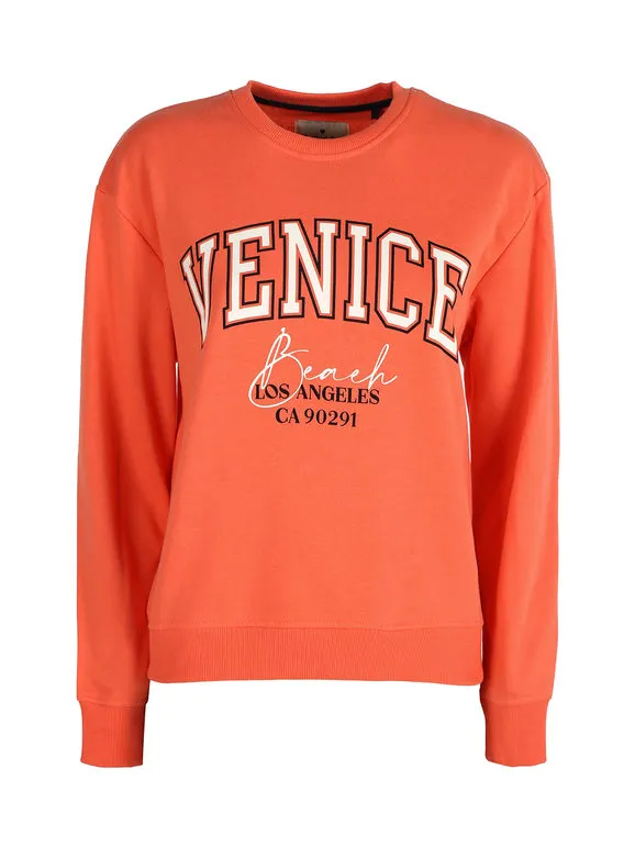The People Rep Sudadera deportiva de mujer con cuello redondo y escritura