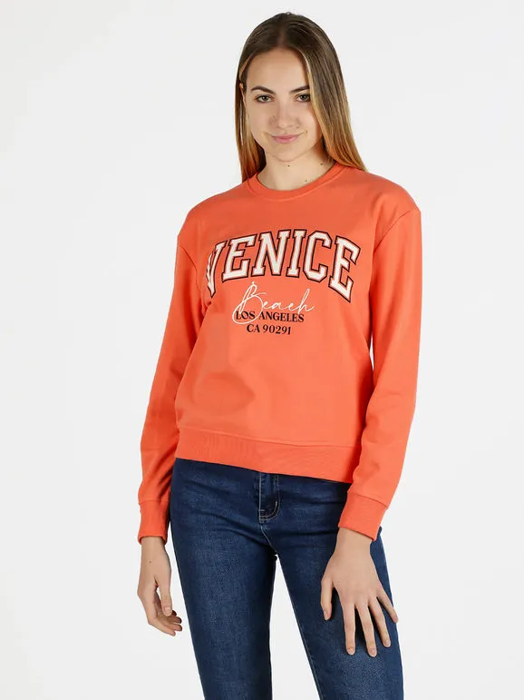 The People Rep Sudadera deportiva de mujer con cuello redondo y escritura