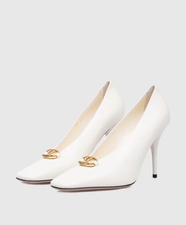 Valentino White leather boat shoes with VLogo logo