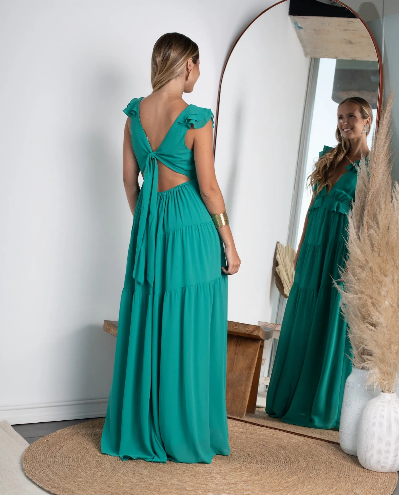 VESTIDO LARGO DANAE VERDE JADE