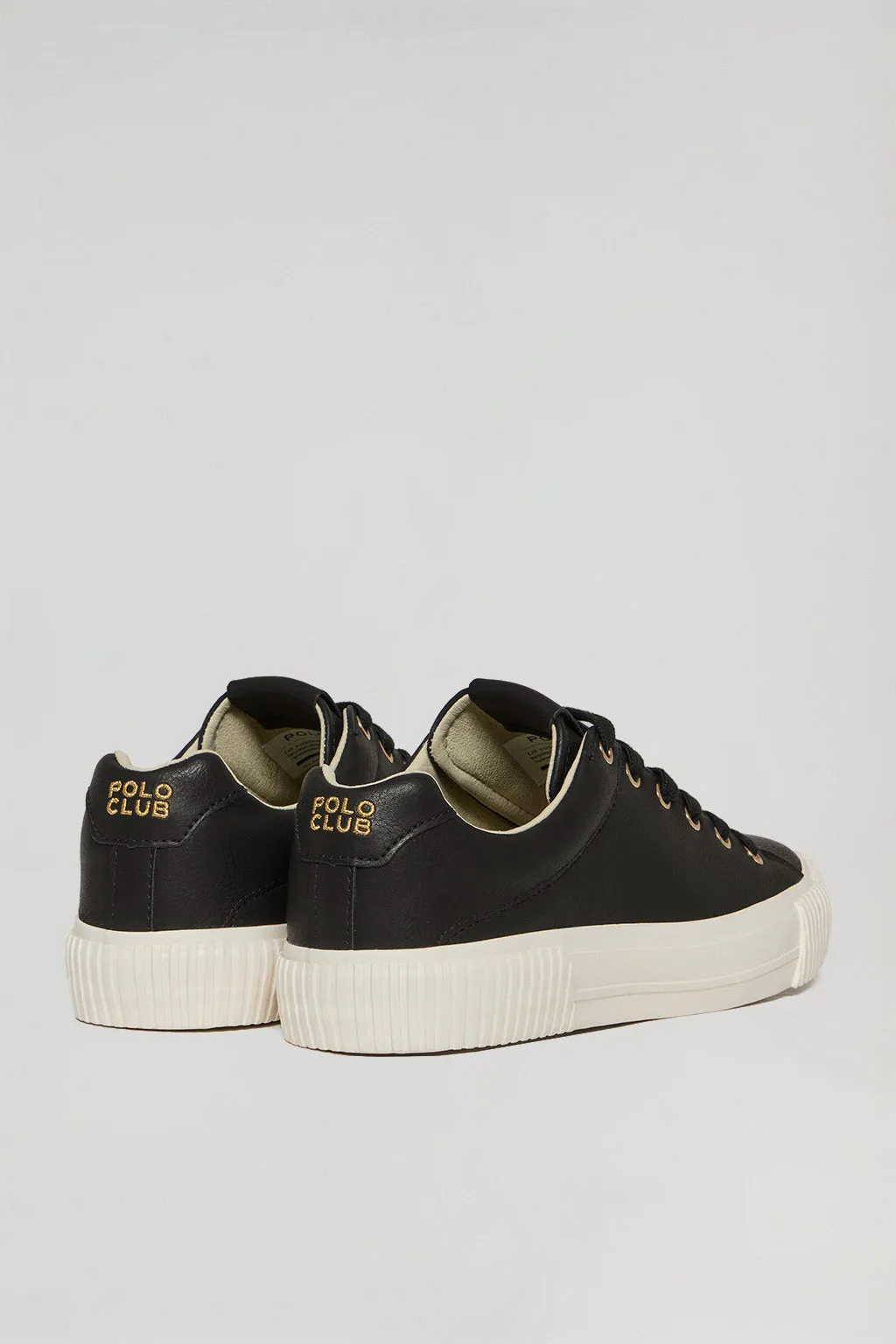Zapatilla Habana de piel sintética color negra para mujer con detalles Polo Club